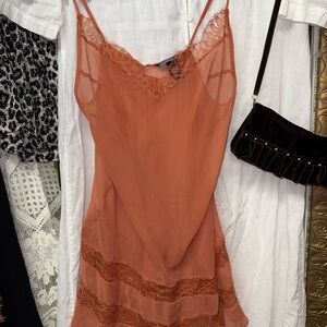 Victoria’s Secret | Layering Sheer Rust Lace Slip Dress